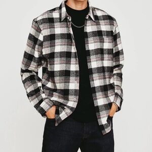 AG Adriano Goldschmied Men's Size M Aiden Shirt Field Plaid Black Multi